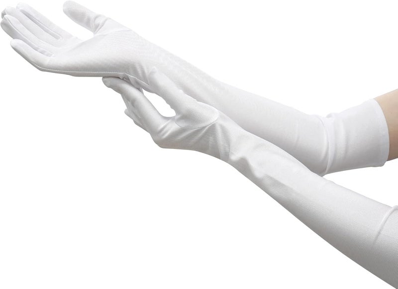 Nackiy Long Black Opera Gloves for Women, 1920s Satin Stretchy Elbow Length Party Gloves Costumes Bridal, 20inch - Image 1